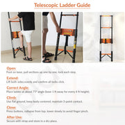 Plantex 3.1m (10.17 ft.) Telescopic Ladder/Carbon Steel 8-Steps Portable & Compact Ladder/Foldable Multipurpose Collapsible Ladder for Home & Outdoor Use - (Orange)