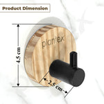 Plantex Round Self Adhesive Robe Hooks for Kitchen/Wooden Wall Hanging Hook for Bathroom/Bath Towel Hook/Stylish Home Decor Items - Pack of 6 (Black Wooden)
