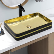 Plantex Table Top Wash Basin For Bathroom/Designer Ceramic Basin/Countertop Vessel Sink Basin - Indo-European Collection (24 x 14 x 5 Inch)