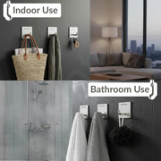 Plantex Wall Hanging Hook/Bath Towel Hook/Self Adhesive Square Robe Hooks for Kitchen/Bathroom/Stylish Home Decor Items - Pack of 2 (Chrome)