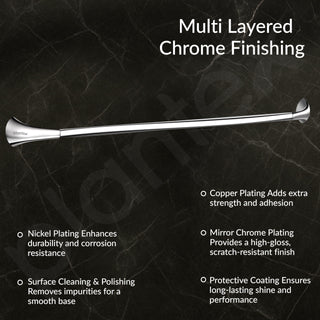 Plantex Smero Pure Brass Towel Hanger for Bathroom/Single Towel Rod/Towel Bar/Bathroom Accessories - Craft (24 Inch-Chrome)