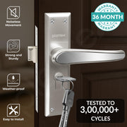 Plantex Heavy-Duty Door Lock Set - Main Door Lock Plate Handle Set/6-Lever Mechanism Mortise Locks with 3 Keys/Brass Locks Body & Cylinder (PTP-09-Satin & CP)