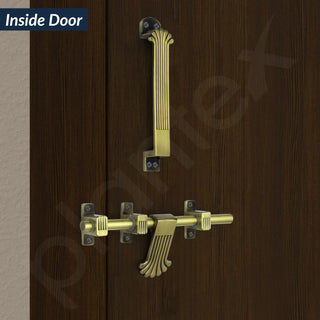 Plantex Stainless Steel Door Kit for Single Door/Door Accessories (10-inch Al-Drop,8-inch Latch,2 Handles of 8 and 7 Inch,7-inch Tower Bolt and 4-inch Door Stopper- (Brass Antique)
