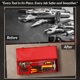 Plantex 12-inch Metal Tool Box for Tools/Tool Box Empty for Home Use/Compact Tools Box (Red) 31 X 11 X 10.5 cm