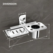 Plantex Dream Stainless Steel 2 in1 Soap Dish with Tumbler Holder/Soap Holder/Bathroom Accessories - Chrome