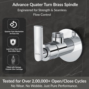 Plantex Pure Brass Angle Valve for Bathroom with Teflon tape & Brass Wall Flange/Angle Cocke for Bathroom -[BAL-505-Chrome]