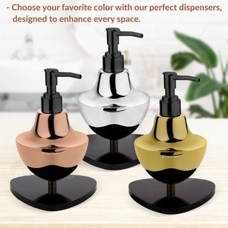 Plantex Liquid Soap Dispenser for Bathroom/Stainless Steel and Acrylic Shampoo Dispenser/Handwash Dispenser for Bathroom/Bathroom Accessories - Pack of 1 (Rose Gold & Black)
