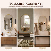 Plantex Aluminium Frame Mirror for Bathroom/Wall Mount Capsule Mirror for Bedroom/Dressing Room/Living Room/Entryway - (Gold, 22x36 Inch)