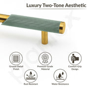 Plantex Stainless Steel & Aluminium Cabinet Handle/900mm Wardrobe Handle for Home/Cupboard Door Pull-Push Handles for Hotel/Office - Pack of 2 (DTC-3960, Green & Gold)