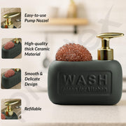 Plantex Ceramic Soap Dispenser with Scruber/Liquid Soap Dispenser/Sink Dish Washing Soap Dispenser Set/Soap Dispenser for Wash Basin Ceramic - Bathroom Accessories