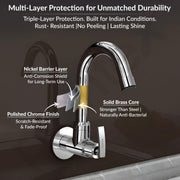 Plantex Pure Brass Kitchen Sink Tap with 360Ãƒâ€šÃ‚Â° Extended Swivel Spout with Water Saving Aerator/Sink Tap for Kitchen Basin with Brass Wall Flange-7 Year Warranty by Plantex (COL-1010- Chrome)