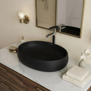 Plantex Ceramic Wash Basin for Bathroom/Table Top Ceramic Basin/Black Washbasin for Bathroom - (CRETA-NS-BLACK-MATT, 23 x 15 x 5.5 Inch)