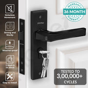 Plantex Heavy Duty Door Lock Set - Main Door Lock Handle Set/Mortise Locks with 3 Keys, Brass Body & Cylinder (8126 - Z Black & DC Black)