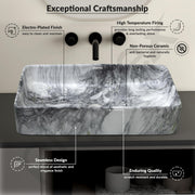 Plantex Ceramic Table Top Washbasin For Bathroom/Hand Wash Sink/Rectangle Countertop Vessel Sink Basin For Home/Office/Hotel - (Marble Grey)