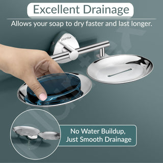 Plantex J4 Stainless Steel Double Soap Dish for Bathroom/Soap Holder for Bathroom/Wall Mounted Soap Holder/Bathroom Accessories (Chrome Finish) Angel