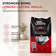 Plantex Lexora Tile Adhesive for Terracotta/Ceramic & Quarry Tiles/Polymer Modified Cement Adhesive for Floor & Wall Tiles Fixing/ Kitchen & Bathroom  Use - 20kg (LX-03, Grey)