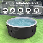 Plantex Inflatable Hot Tub/Round Portable Tub for 4 Person/Outdoor Spa Tub with 180 Air Bubble/Massage Tub with Control Panel - 71 x 26 Inch (Black & White)