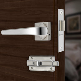 Plantex Door Lock for Bathroom/Heavy Duty Mortise Keyless Handle Door Lock for Store Room/Balcony/Office with Baby Latch – (7091 Satin White & Chrome)