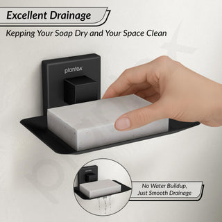 Plantex Soap Holder for Bathroom/Stainless Steel Soap Stand/Soap Case/Soap Dish/Bathroom Accessories - Aqua (Black)