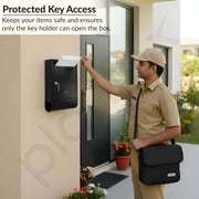 Plantex GI Steel Letter Box for Home Gate with News Paper Holder/Post Box/Suggestion Box for Office Use with Secure Lock and Keys/Complaint Box/Mail Box - (Black) Wall Mount