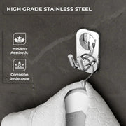 Plantex High Grade Stainless Steel Robe Hook for Bathroom/Cloth Hanger for Wall/Hooks for Wall/Bathroom Accessories - Chrome (Dream)