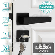 Plantex Triple Security Door Lock for Home/Main Door Lock Set with 3 Years of Warranty/Mortise Lock for Door with Brass Lock Body & Cylinder (PT-004- Black)