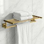 Plantex 304 Grade Stainless Steel Towel Rack/Towel Holder for Bathroom/Towel Hanger/Stand/Bathroom Accessories Set - Squaro (Brass Antique Finish)
