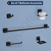 Plantex 304 Grade Stainless Steel Towel Rod for Bathroom/Soap Holder/Napkin Ring/Tumbler Holder/Robe Hook/Bathroom Accessories, Decan (Black)