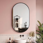 Plantex Aluminium Frame Mirror for Bathroom/Wall Mount Capsule Mirror for Bedroom/Dressing Room/Living Room/Entryway - (Black, 18x30 Inch)