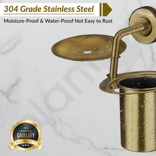 Plantex 304 Grade Stainless Steel 2in1 Soap Holder with Tumbler Holder/Bathroom Accessories - Daizy (Antique)