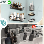 Plantex Bathroom Organiser without Drill/Self Adhesive Bathroom Shelf/Soap Stand for wall/Toothbrush Holder /Shelf for Washroom Wall/ Hanging Shelf for Kitchen-(Black, Pack of 5)