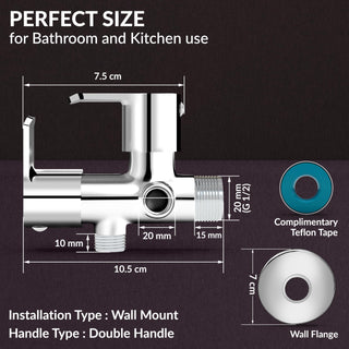 Plantex Angle Valve for Bathroom/2 Way Angle Valve with Teflon Tap/Two Way Angle Cocke(CRM-1286-Chrome)