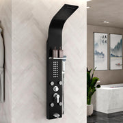 Plantex 304 Grade Stainless Steel Shower Panel/6 in 1 Shower System/Rainfall Showerhead with Handshower for Bathroom/Tub Spout/Body Massage Spray With Hot &cold Mixer-(1016, Black)