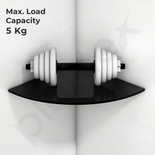 Plantex Glass Corner Shelf for Bathroom/Living Room/Kitchen Corner Shelf, Wall Mount/Glass Shelf for Bathroom Wall (9x9 Inches, Black, Pack of 3)