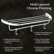 Plantex Smero Pure Brass 24 inch Towel Rack for Bathroom/Towel Stand/Hanger/Towel Holder/Towel Bar/Bathroom Accessories - Craft (Chrome)