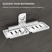 Plantex Dream Stainless Steel Double Soap Dish Stand for Bathroom & Kitchen/Soap Dish/Bathroom Accessories - Wall Mounted - Chrome (Pack of 1)