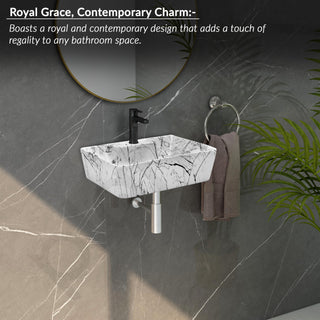 Plantex Wall Mounted Wash Basin for Bathroom/Designer Ceramic Washbasin/Rectangle Small Basin for Handwash/Home/Office (16 x 12 x 4.5 Inch)