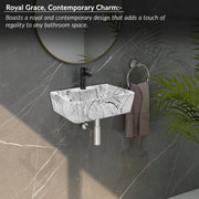 Plantex Wall Mounted Wash Basin for Bathroom/Designer Ceramic Washbasin/Rectangle Small Basin for Handwash/Home/Office (16 x 12 x 4.5 Inch)