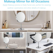 Plantex Premium Brass Magnifying Mirror/Dual Side Makeup Mirror with 5x/1x Magnification/Tabletop Vanity Hand Mirrors Stand (8 Inch-Chrome/Tabletop)