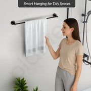 Plantex Stainless Steel Single Towel Rod for Bathroom/Towel Holder/Bathroom Hangers for Clothes/Bathroom Accessories (24 - Inch, Black)