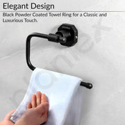 Plantex 304 Grade Stainless Steel Napkin Holder/Towel Hanger/Napkin Ring for Wash Basin/Towel Holder for Kitchen/Bathroom Accessories - Nipron (Black)