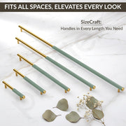 Plantex Stainless Steel & Aluminium Cabinet Handle/160mm Wardrobe Door Handle/Cupboard Pull-Push Handles for Home/Office - Pack of 2 (Green & Gold)