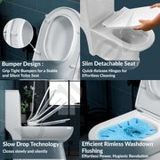 Plantex Platinum Ceramic Rimless Commode with Wash Basin for Bathroom/S Trap Washdown Flush Commode with Toilet Seat Cover/Tabletop Basin - White (Combo)