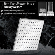 Plantex Stainless Steel Shower Head for Bathroom/8 x 8 inche Square Overhead Shower without Arm/Adjustable Bathroom Shower-(Elegance-Chrome)