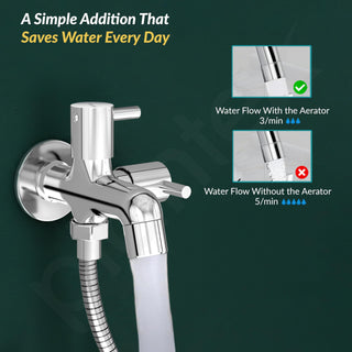 Plantex Two Way Bib Cock Tap with Water Saving Nozzle Attachment/Compatible for Washing Machine/2 in 1 Bib Tap with Wall Flange and Teflon Tape-(MKS-1275-Chrome)