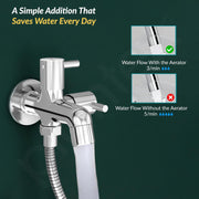 Plantex Two Way Bib Cock Tap with Water Saving Nozzle Attachment/Compatible for Washing Machine/2 in 1 Bib Tap with Wall Flange and Teflon Tape-(MKS-1275-Chrome)