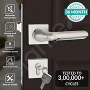 Plantex Triple Security Door Lock for Home/Main Door Lock Set with 3 Years of Warranty/Mortise Lock for Door with Brass Lock Body & Cylinder (7121, Satin White & Chrome)