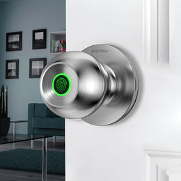 Plantex Aluminium Smart Door Lock/Cylindrical Smart Lock For Wooden Door/Digital Fingerprint Smart Door Lock With 2 Keys For Home/Office/Hotel - (Silver)