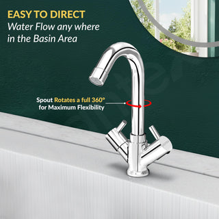 Plantex Brass Spindle Basin Mixer/Wash Basin Tap with Water Saving Nozzle/Sink Tap for Kitchen Basin with Teflon Tape -(MKS-1270-Chrome)