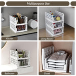 Plantex 5-Tier Stackable Plastic Clothes Organizer for Wardrobe/Cupboard/Closet/Drawer/Almirah Space Saver - White